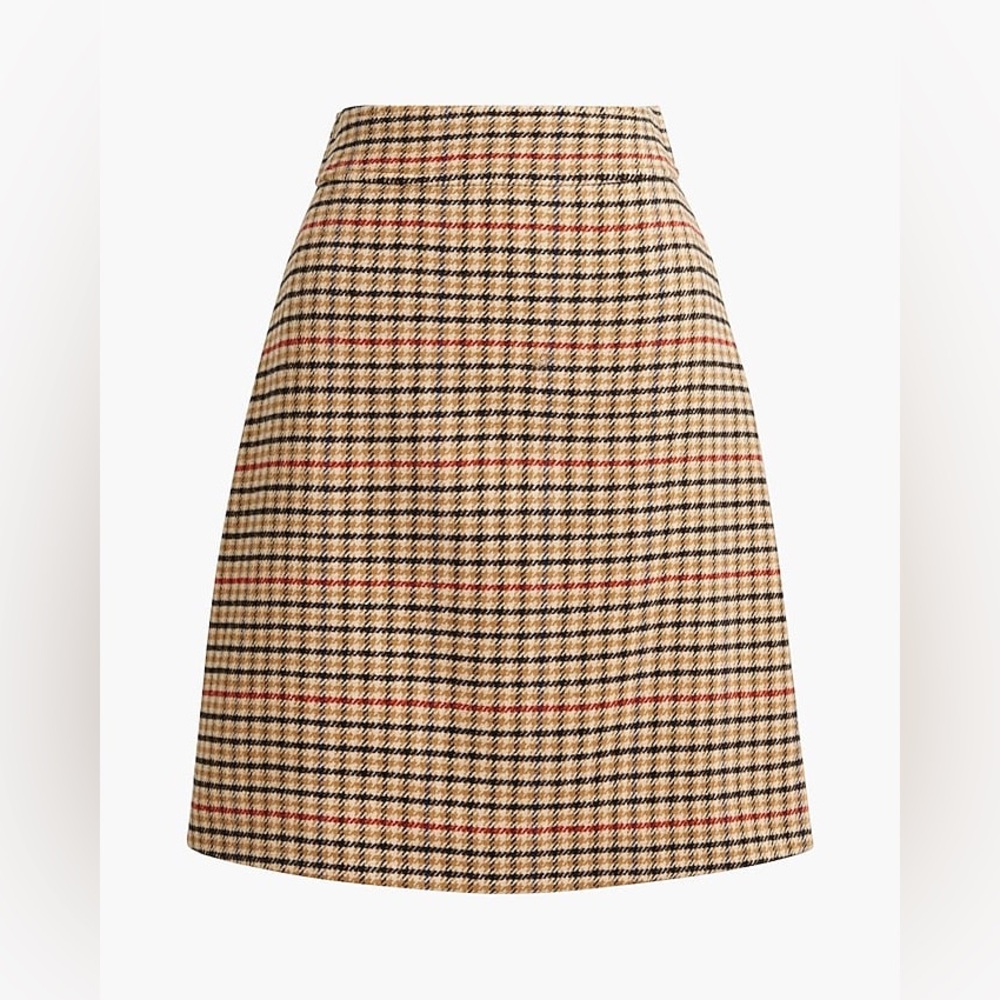 J. Crew Plaid wool-blend A-line mini skirt
